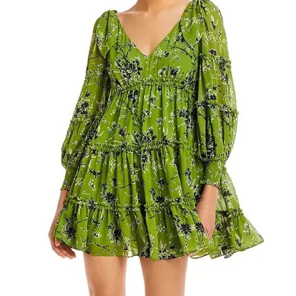 cinq a sept Dresses & Skirts - Cinq à Sept Green Floral Long Sleeve Dress
